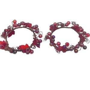 Christmas Candle Ring Holder Decor Set of Two